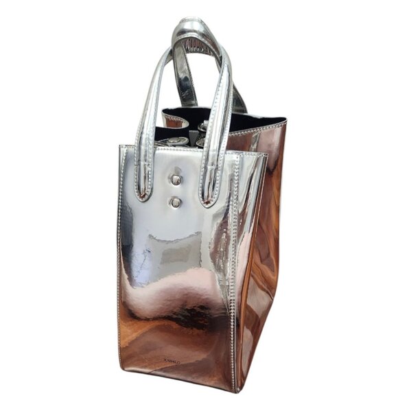 X NIHILO Silver Metallic Tote Bag Crossbody Purse Structured Modern Designer - Picture 5 of 16